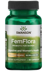 Swanson Femflora probiotic supplement for women, 60 capsules, supports digestive and women's health.